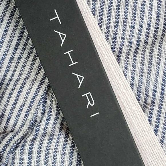 Tahari Dress Women's Plus Size 1X Blue Striped Linen Resort Lagenlook SS New - Picture 9 of 11